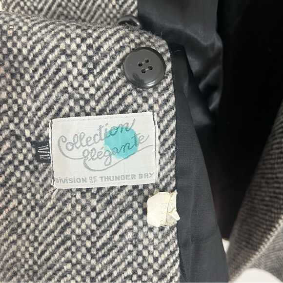 Vintage Wool Blend Coat by Collection Élégante women’s 12 Classic Herringbone - Picture 4 of 14